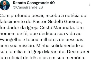 Imagem ilustrativa da imagem Autoridades e lideranças do ES lamentam a morte de fundador da Igreja Maranata