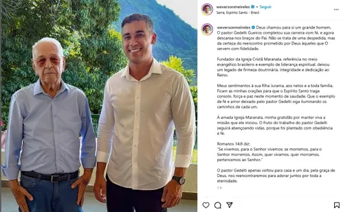 
          Imagem ilustrativa da imagem Autoridades e lideranças do ES lamentam a morte de fundador da Igreja Maranata
          