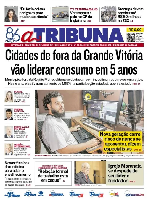 Imagem ilustrativa da imagem Confira os destaques do jornal A Tribuna deste domingo