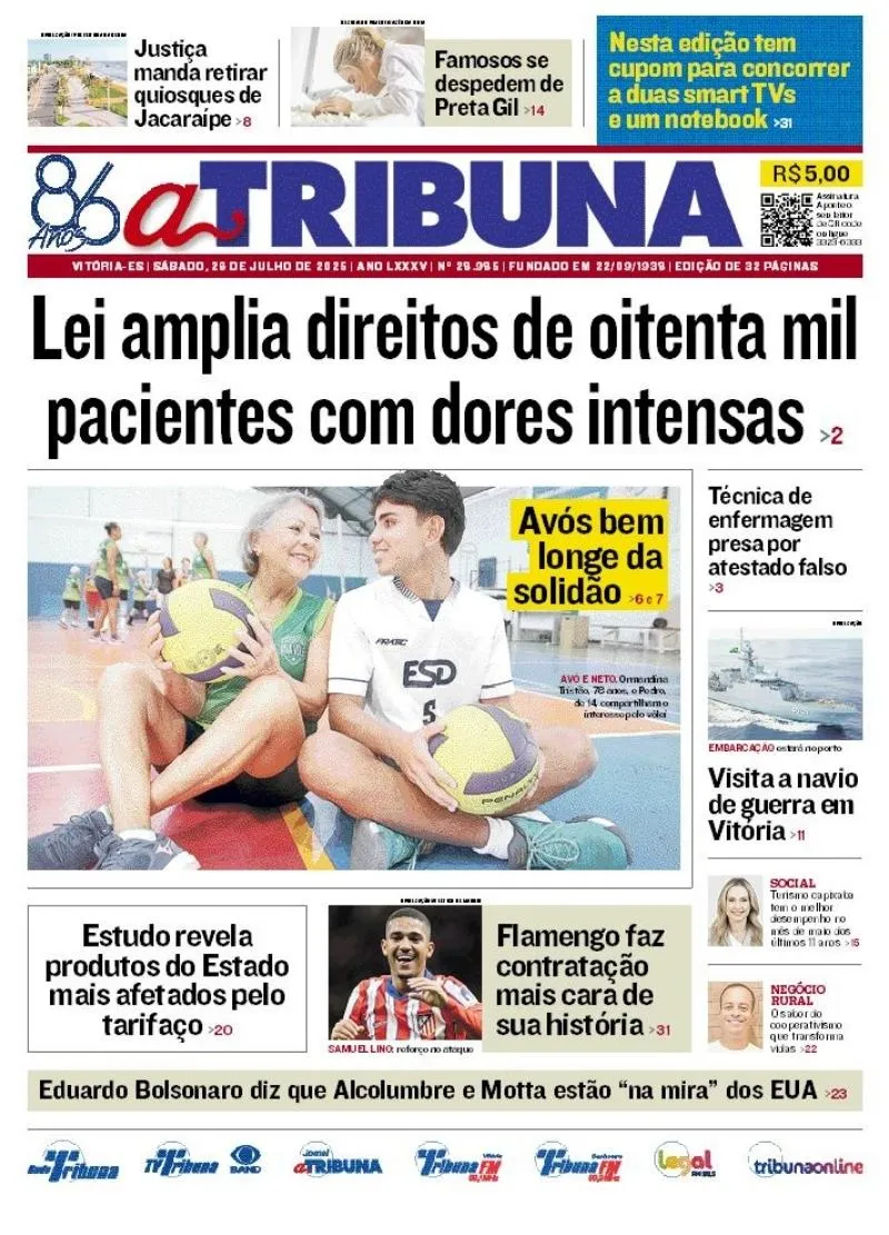 Imagem ilustrativa da imagem Confira os destaques do jornal A Tribuna deste sábado