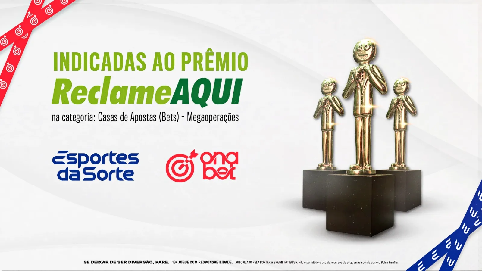 Imagem ilustrativa da imagem Esportes da Sorte e OnaBet são indicadas ao Prêmio ReclameAQUI 2025