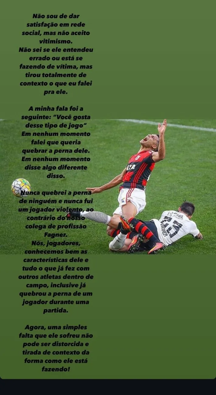 Imagem ilustrativa da imagem Fagner e Pottker trocam acusações após falta dura: ‘Falou que queria que tivesse quebrado’