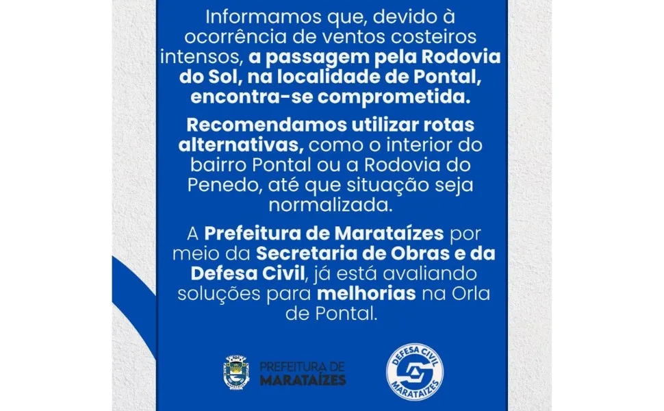 Imagem ilustrativa da imagem Ventania compromete tráfego na Rodovia do Sol em Marataízes; veja rota alternativa