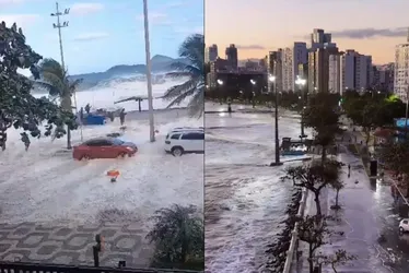 Imagem ilustrativa da imagem Ressaca do mar: água invade avenidas de SP e do Rio; veja vídeos