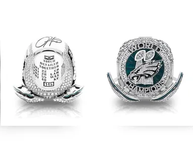 Imagem ilustrativa da imagem Philadelphia Eagles homenageia o Brasil em anel dos campeões do Super Bowl