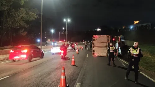 
          Imagem ilustrativa da imagem Caminhão carregado de bois e vacas tomba no Anel Rodoviário de BH; veja vídeo
          