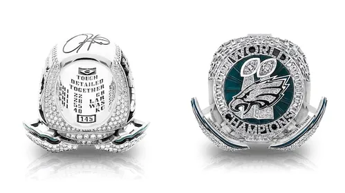 
          Imagem ilustrativa da imagem Philadelphia Eagles homenageia o Brasil em anel dos campeões do Super Bowl
          