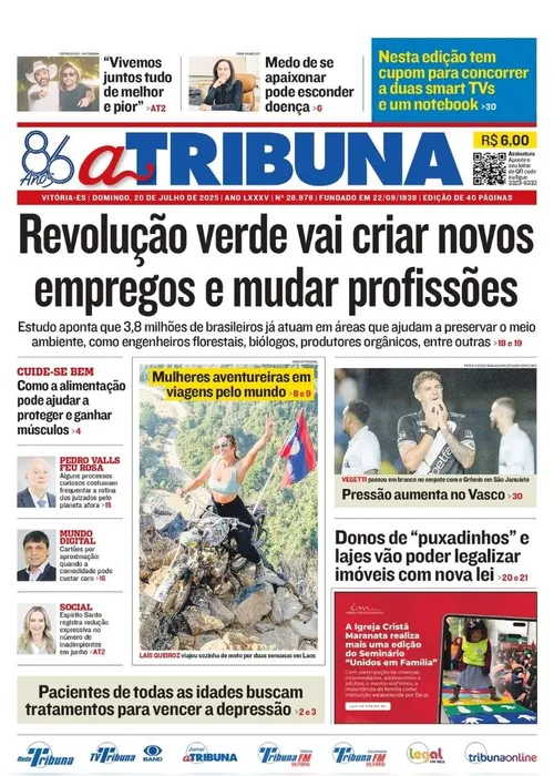 Imagem ilustrativa da imagem Confira os destaques do jornal A Tribuna deste domingo