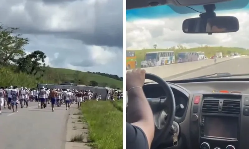 Imagem ilustrativa da imagem Acidente com ônibus da torcida do Bahia deixa feridos na BR-101 a caminho do Recife
