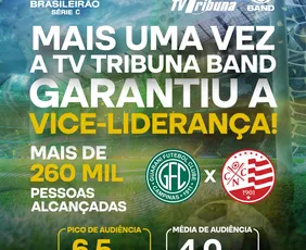Imagem ilustrativa da imagem No gramado, empate; na tela, Tribuna Band é vice-líder