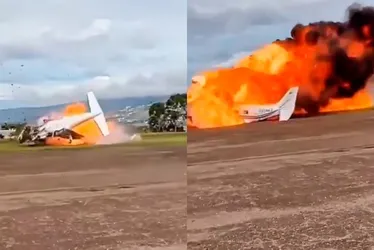 Imagem ilustrativa da imagem Avião cai e explode durante decolagem na Venezuela; duas pessoas morreram