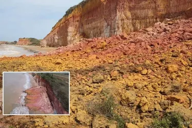 Imagem ilustrativa da imagem Destruição em cartão-postal: vídeo mostra falésias após desabamento em Marataízes