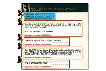 Imagem ilustrativa da imagem Eduardo xinga Jair Bolsonaro em mensagens