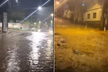 Imagem ilustrativa da imagem Fortes chuvas alagam ruas e assustam moradores do ES; veja vídeos