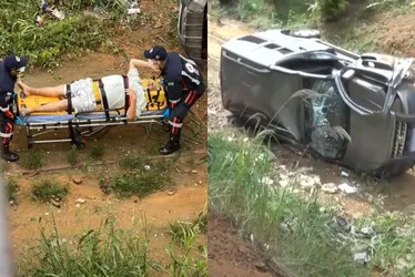 Imagem ilustrativa da imagem Idoso fica ferido após carro descer ladeira e tombar de barranco em Cariacica