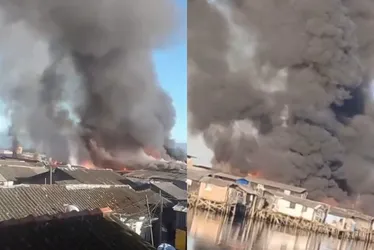 Imagem ilustrativa da imagem Incêndio de grandes proporções atinge favela de palafitas em Santos