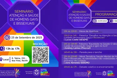 Imagem ilustrativa da imagem Pernambuco promove seminário sobre saúde de homens gays e bissexuais