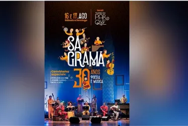 Imagem ilustrativa da imagem SaGRAMA faz show de 30 anos no Teatro do Parque com música e grandes parcerias