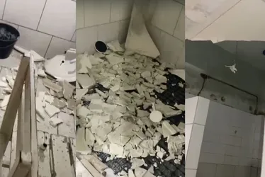 Imagem ilustrativa da imagem Teto do banheiro de batalhão da PM desaba no Recife. Veja o vídeo