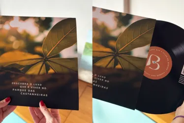 Imagem ilustrativa da imagem Vinil promocional une música e design em campanha da Grand Construtora