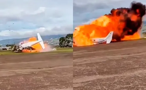 
          Imagem ilustrativa da imagem Avião cai e explode durante decolagem na Venezuela; duas pessoas morreram
          