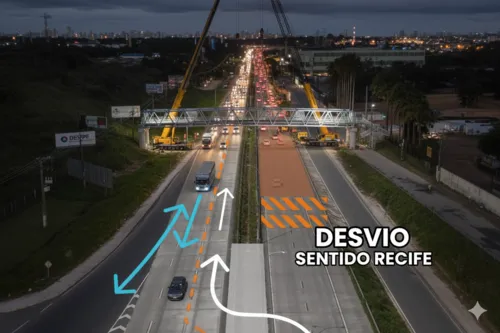 
          Imagem ilustrativa da imagem BR-232 terá interdições noturnas no Curado para içamento de passarela e ciclovia
          