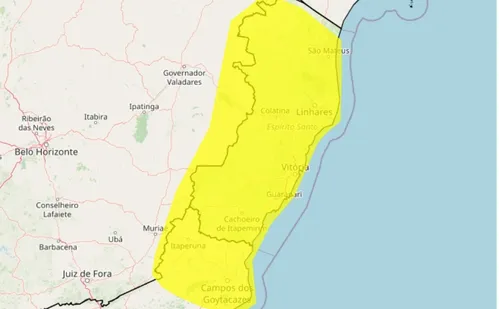 
          Imagem ilustrativa da imagem Inmet emite alerta de chuvas de até 50mm para o ES; veja lista de cidades em risco
          