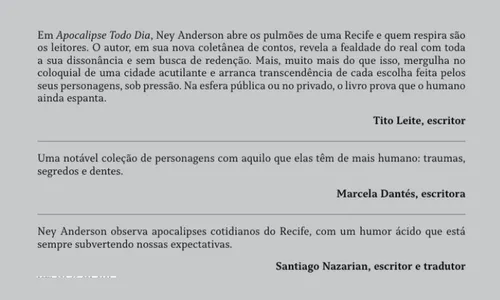 
          Imagem ilustrativa da imagem Ney Anderson: o Apocalipse de todo dia no Recife sem linha reta
          