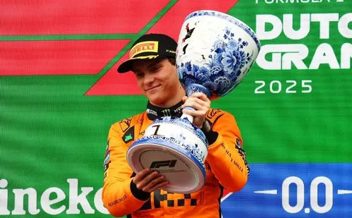 
          Imagem ilustrativa da imagem Piastri vence GP da Holanda e dispara na liderança da Fórmula 1; Bortoleto é 15º
          