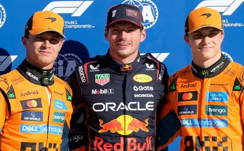 
          Imagem ilustrativa da imagem Verstappen supera Norris e larga na pole no GP da Itália de F-1; Bortoleto é 7º
          