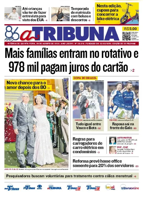 Imagem ilustrativa da imagem Confira os destaques do jornal A Tribuna desta quinta-feira