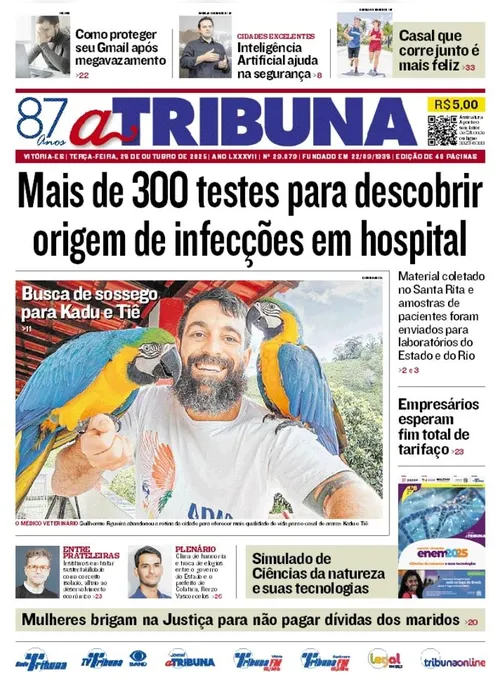 Imagem ilustrativa da imagem Confira os destaques do jornal A Tribuna desta terça-feira