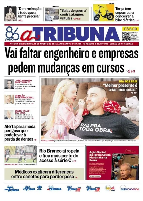 Imagem ilustrativa da imagem Confira os destaques do jornal A Tribuna deste domingo