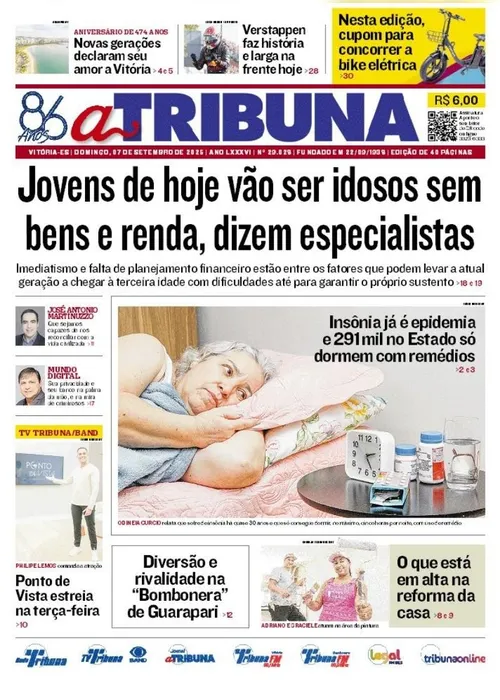 Imagem ilustrativa da imagem Confira os destaques do jornal A Tribuna deste domingo