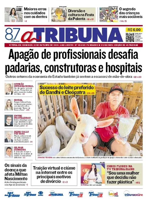 Imagem ilustrativa da imagem Confira os destaques do jornal A Tribuna deste domingo