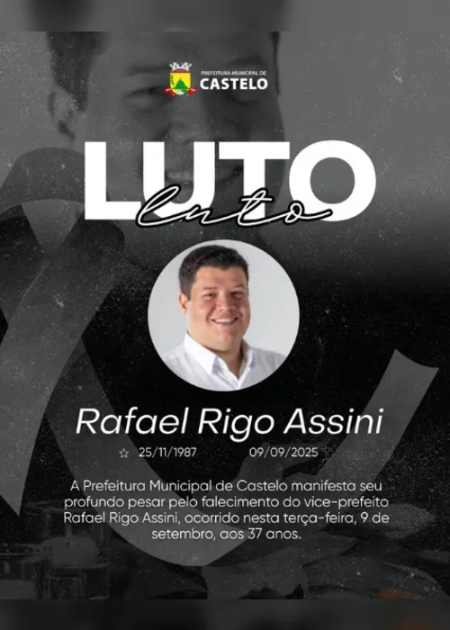 Imagem ilustrativa da imagem Morre vice-prefeito de Castelo, Rafael Rigo Assini, vítima de um infarto fulminante
