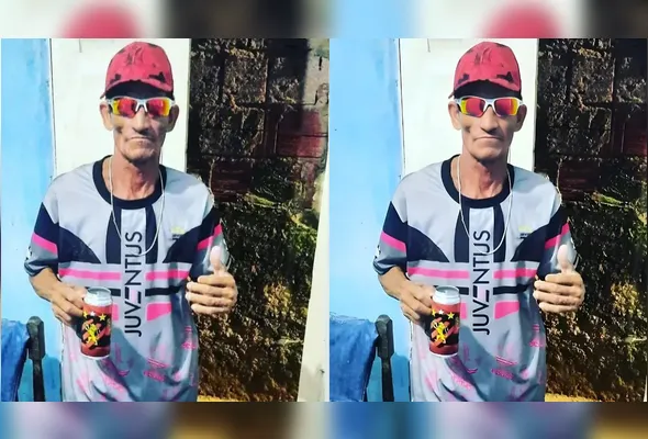 Imagem original à esquerda e levemente melhorada por IA à direita de José Leite, filmado comentendo assassinato