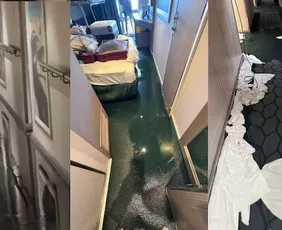 Imagem ilustrativa da imagem Passageiros são retirados de cabines após inundação em navio de cruzeiro no Brasil