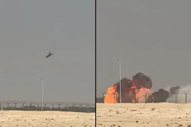 Imagem ilustrativa da imagem Caça da Índia cai durante show aéreo em Dubai; piloto morre