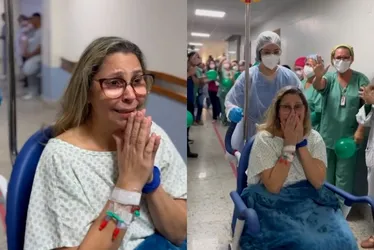 Imagem ilustrativa da imagem Técnica de enfermagem sai da UTI e recebe homenagem no Santa Rita