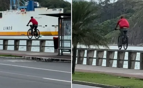 
          Imagem ilustrativa da imagem Ciclista chama atenção ao pedalar em cima de mureta na Av. Beira Mar, em Vitória
          