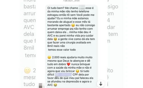 
          Imagem ilustrativa da imagem Mulher é indiciada por pedir doações para tratamento da mãe e desviar dinheiro
          