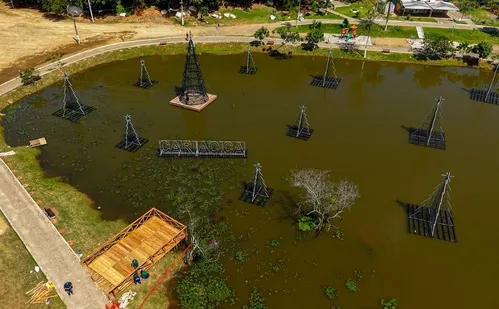 
          Imagem ilustrativa da imagem Vila de Natal em Cariacica terá deck sobre lago para fotos de árvores flutuantes
          