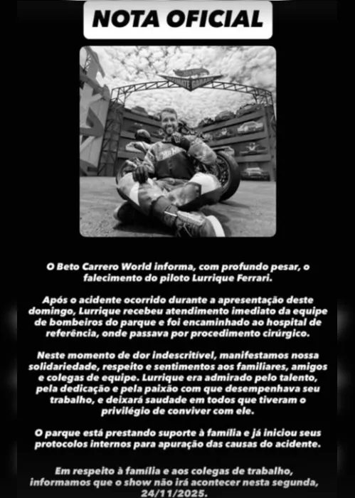 
          Imagem ilustrativa da imagem Beto Carrero suspende show acrobático após morte de piloto
          