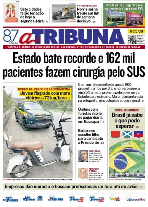 
          Imagem ilustrativa da imagem Confira os destaques do Jornal A Tribuna deste sábado
          