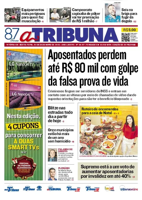 
          Imagem ilustrativa da imagem Confira os destaques do jornal A Tribuna desta sexta-feira
          