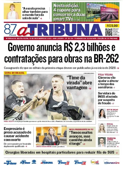 
          Imagem ilustrativa da imagem Confira os destaques do jornal A Tribuna desta sexta-feira
          
