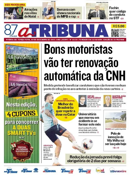 
          Imagem ilustrativa da imagem Confira os destaques do jornal A Tribuna desta terça-feira
          