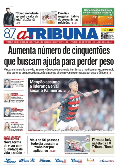 Imagem ilustrativa da imagem Confira os destaques do jornal A Tribuna deste domingo