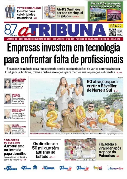 Imagem ilustrativa da imagem Confira os destaques do jornal A Tribuna deste domingo
